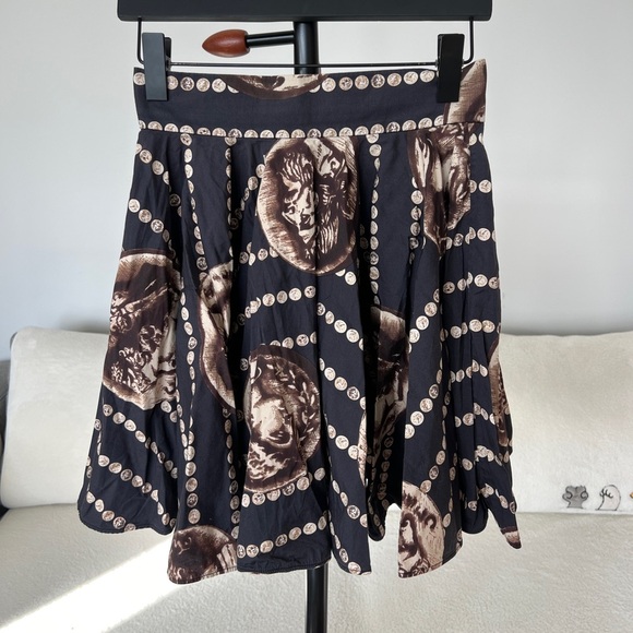 Desinger Inspired JC Couture Baroque Print Pleated Cotton Skirt - Size 6 - Picture 2 of 6